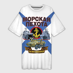 Футболка женская длинная Морская пехота - где мы, там победа!, цвет: 3D-принт