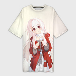 Футболка женская длинная Милая Клара, цвет: 3D-принт