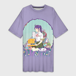 Футболка женская длинная Судзумэ закрывающая двери: аниме, цвет: 3D-принт