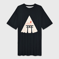 Женская длинная футболка Японские ворота Тории в горах