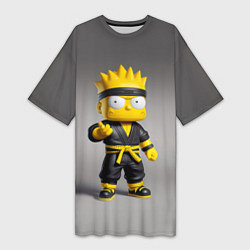 Футболка женская длинная Bart Simpson - ninja - Japan, цвет: 3D-принт