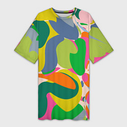 Женская длинная футболка Краски абстрактные линии