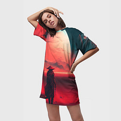 Футболка женская длинная Красная планета, цвет: 3D-принт — фото 2