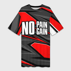 Женская длинная футболка No pain no gain - красный