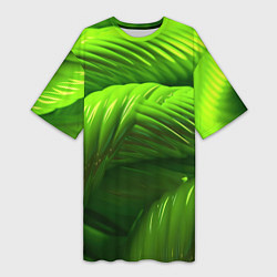 Женская длинная футболка Объемный зеленый канат