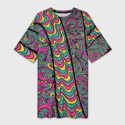 Женская длинная футболка Цветочно-бензиновый узор