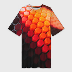 Женская длинная футболка Hexagon orange