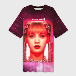 Футболка женская длинная Lisa Blackpink space, цвет: 3D-принт