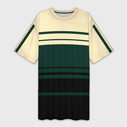 Женская длинная футболка Полосы зелёный