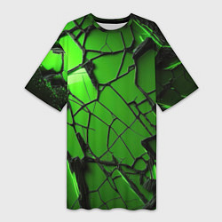 Футболка женская длинная Зеленое треснутое стекло, цвет: 3D-принт