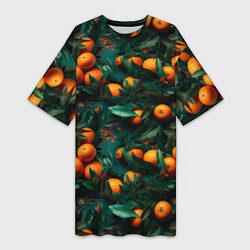 Женская длинная футболка Яркие апельсины