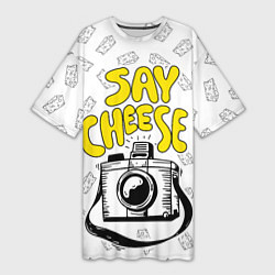 Футболка женская длинная Say cheese, цвет: 3D-принт