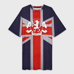 Футболка женская длинная Asking Alexandria британский флаг, цвет: 3D-принт