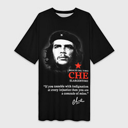Футболка женская длинная Che Guevara автограф, цвет: 3D-принт