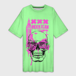 Женская длинная футболка Hooligan - skull