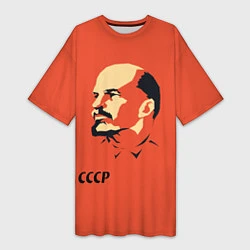 Футболка женская длинная СССР Ленин жив, цвет: 3D-принт