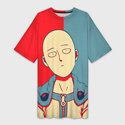 Футболка женская длинная Saitama hero face, цвет: 3D-принт