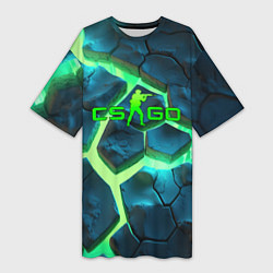 Футболка женская длинная CS GO green texture logo, цвет: 3D-принт