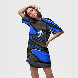Футболка женская длинная Вольцваген - спортивная униформа, цвет: 3D-принт — фото 2