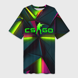 Женская длинная футболка CS GO green neon