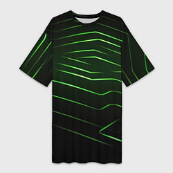 Женская длинная футболка Green abstract dark background