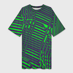 Женская длинная футболка Кибер сеть ЗелёныйФиолетовый