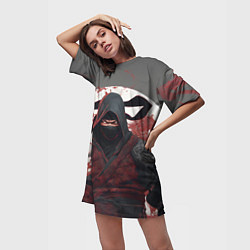 Футболка женская длинная Слепой воин ниндзя, цвет: 3D-принт — фото 2