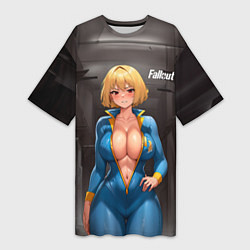 Футболка женская длинная Fallout anime girl, цвет: 3D-принт