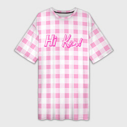 Футболка женская длинная Hi Ken - фраза и костюм Барби, цвет: 3D-принт