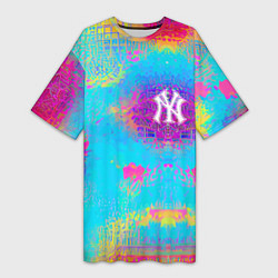 Футболка женская длинная New York Yankees - baseball team - logo, цвет: 3D-принт