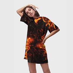 Футболка женская длинная Fire style, цвет: 3D-принт — фото 2