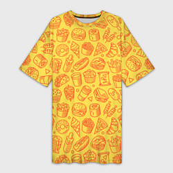 Женская длинная футболка Фастфуд - жёлтый
