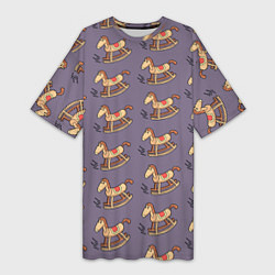 Женская длинная футболка Деревянные лошадки качалки