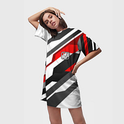 Футболка женская длинная Honda - red and white, цвет: 3D-принт — фото 2