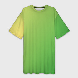 Женская длинная футболка Градиент - зеленый лайм