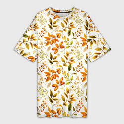 Женская длинная футболка Осенние листья и желуди
