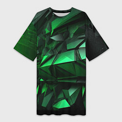 Женская длинная футболка Green abstract