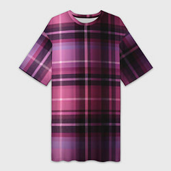 Женская длинная футболка Фиолетовая шотландская клетка