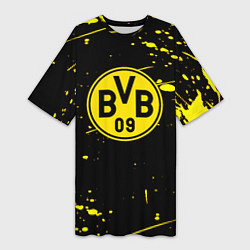 Футболка женская длинная Borussia yellow splash, цвет: 3D-принт