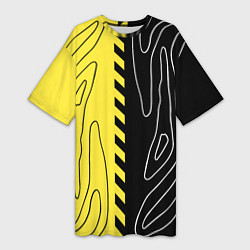 Футболка женская длинная Яркие линии в темноте, цвет: 3D-принт