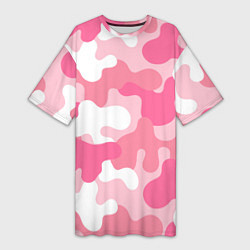 Женская длинная футболка Камуфляж розовый