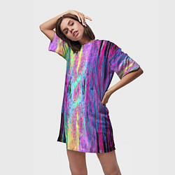 Футболка женская длинная Размазанная краска, цвет: 3D-принт — фото 2