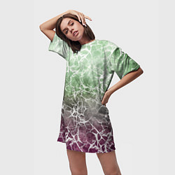 Футболка женская длинная Абстракция - spider web on purple-green background, цвет: 3D-принт — фото 2
