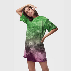 Футболка женская длинная Абстракция - Фиолетово-зеленый бардак, цвет: 3D-принт — фото 2