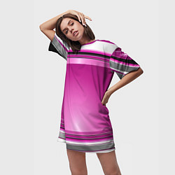 Футболка женская длинная Розовый выпуклый фон, цвет: 3D-принт — фото 2