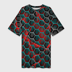 Футболка женская длинная Нано шестиугольник, цвет: 3D-принт