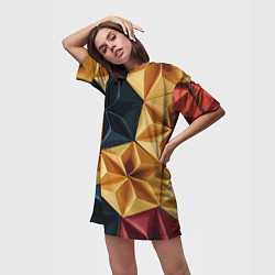 Футболка женская длинная Ромбовое вдохновение, цвет: 3D-принт — фото 2