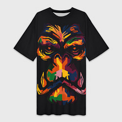 Женская длинная футболка Морда гориллы поп-арт