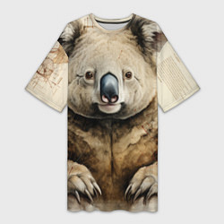 Женская длинная футболка Коала в стиле диаграмм Давинчи