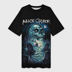 Футболка женская длинная Night skull Alice Cooper, цвет: 3D-принт